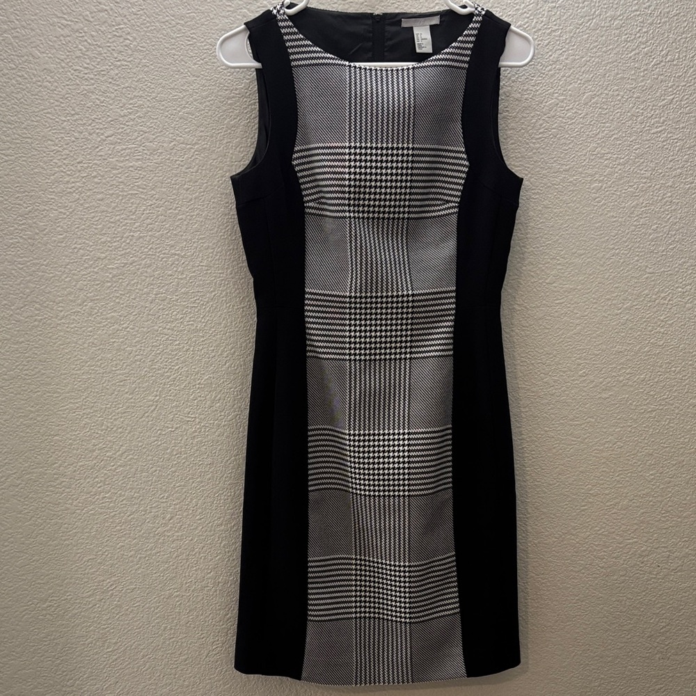 H&M Black and Gray Checkered Mini Dress